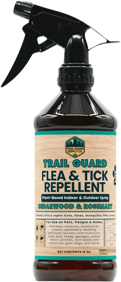 Trail Guard Natural Extra Strength Insect, Flea and Tick Spray for Dogs, Cats, People & Home (16oz, Cedarwood & Rosemary)