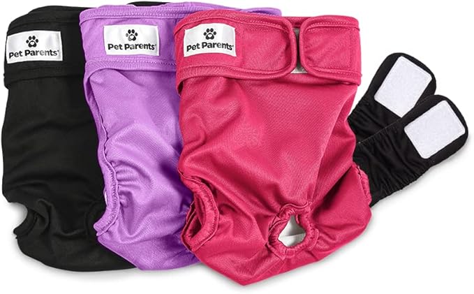 Pet Parents® Washable Dog Diapers (3pack) + Extendrs® of Durable Doggie Diapers, Premium Dog Diapers Female (X-Small, Princess)