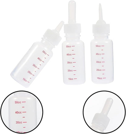 COHEALI 3Pcs Small Plastic Pet Nursing Bottles with Supple Pointed Nipples Portable Milk Feeders for Newborn Puppies and Kittens Reusable Clean Feeding Bottles with Clear Scale Lines
