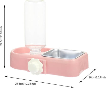 UKCOCO Automatic Hanging Dog Bowl and Cat Water Feeder Set, Detachable Anti-Skid Pet Feeding Bowls for Cages, Suitable for Puppies and Small Dogs, Pink Color with Food-Grade Material