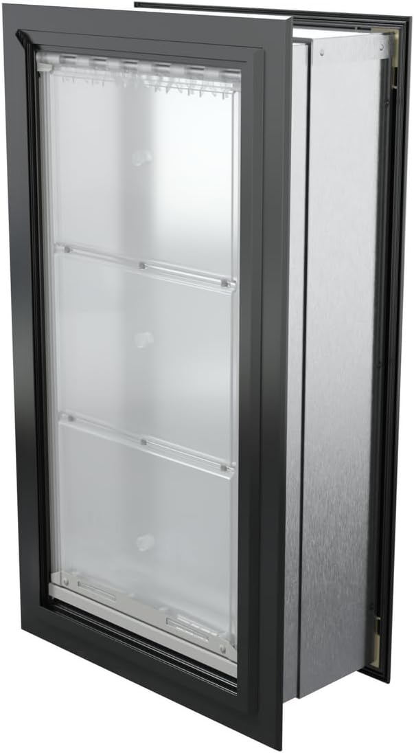 Endura Flap Pet Door for Walls in Black | Energy-Efficient Single Flap Design for Wall Installations | All-Weather Protection with All-Metal Telescoping Tunnel | Black, XL, Single Flap
