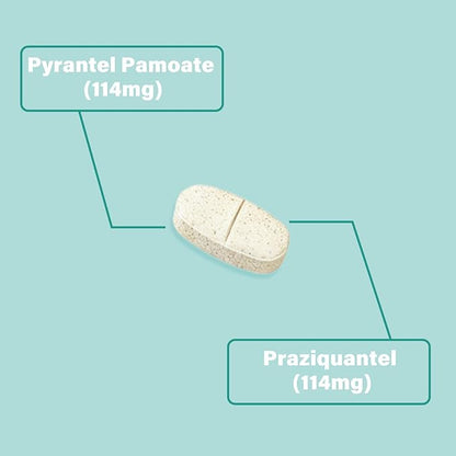 De-Wormer for Dogs, Oral Treatment for Tapeworm, Roundworm & Hookworm in Large Dogs & Puppies (Over 25 lbs), Worm Remover (Praziquantel & Pyrantel Pamoate), 50 Tablets