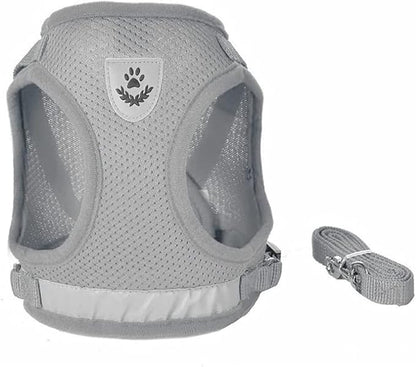 FEimaX Dog Harness and Leash Set for Walking, Soft Mesh Adjustable Easy Control Lightweight Cat Vest Harnesses with Reflective Strips, Escape Proof Small Dogs Cats Vests