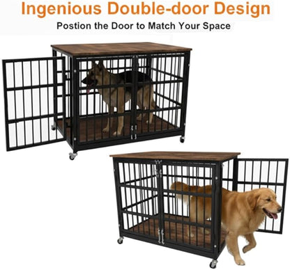Boldbone 48 inch Dog Crate Furniture, Heavy Duty Dog Kennel Indoor for Large Dogs, Escape-Proof and Chew-Proof Wooden Dog Cage for high Anxiety Dog, Decorate House as TV Stand, End Table