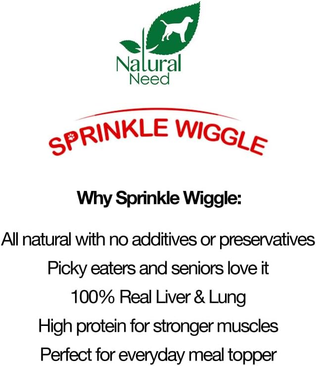 Sprinkle Wiggle - All Natural, Grass-Fed & Free-Range, 100% Lamb Liver & Lung Mix Topper for Dog Food, 5.3oz