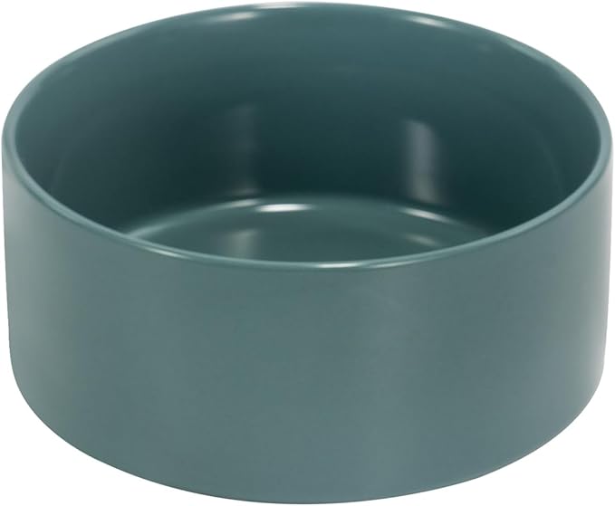SPUNKYJUNKY 42OZ Ceramic Dog and Cat Bowl, Modern Cute Weighted Food Water Bowl for Replacement Light Green (2 Pack)