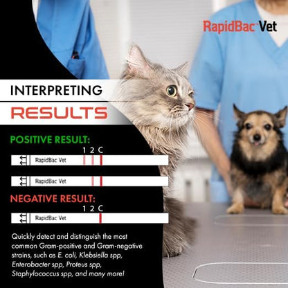 RapidBac™ Vet – 15-Minute at-Home Urine Test for Dogs and Cats to Quickly Screen for UTI Causing Bacteria, 10 Pack