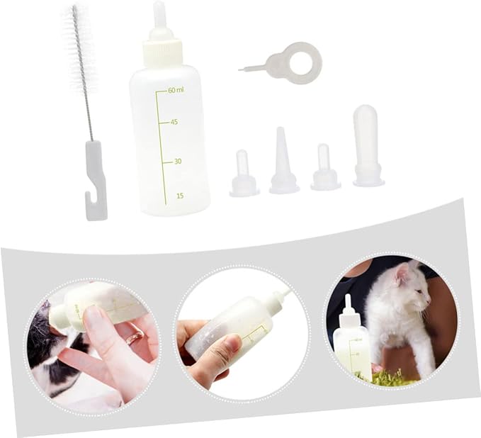 ibasenice Reusable Nursing Bottles for Cats Kitten Milk Bottle Set Puppy Milk Feeder 3 Pack
