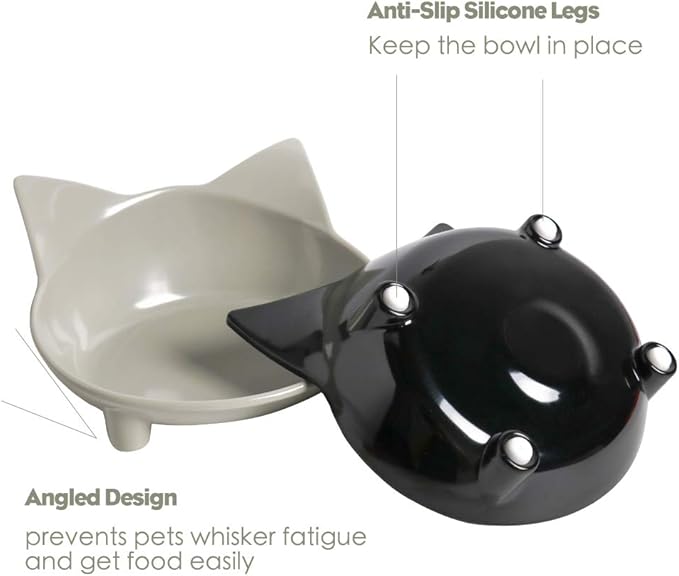 Skrtuan Dog Food Bowl & Cat Bowl – Non-Slip, Wide, Shallow Pet Dish for Whisker Fatigue Relief, Safe Food-Grade for Puppies & Rabbits