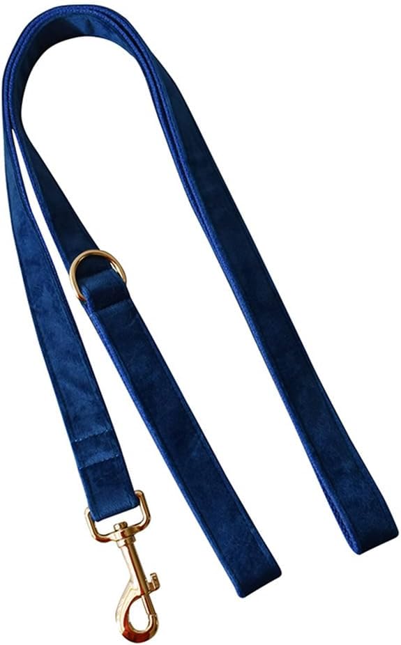 Love Dream Velvet Dog Collar and Leash Set, Soft & Comfy Adjustable Dog Leash and Collar with Heavy Duty Metal Buckle for Small Medium Large Dogs Training & Walking (Large, Royal Blue)