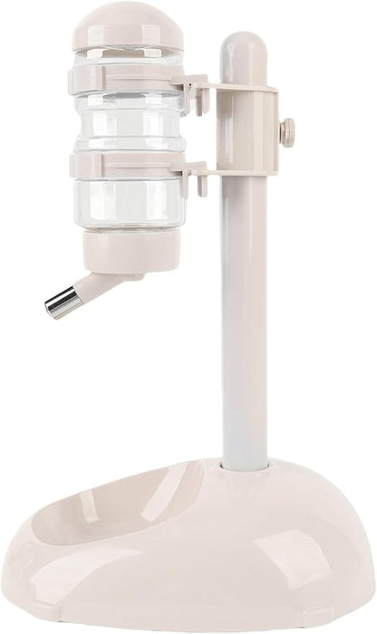 Pet Standing Water Dispenser, Height Adjustable Automatic Water Feeder Food Feeder Bowl, 500ml Dog Water Bottle Dispenser, Dog Cat Feeding Water Bowl Set (Beige)