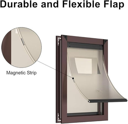 Rescumascer Aluminum Medium Dog Door for Door, Doggie Door with Two Sliding Lock Panels for Extreme weathter, Dog Door for Medium Dogs up to 30lbs
