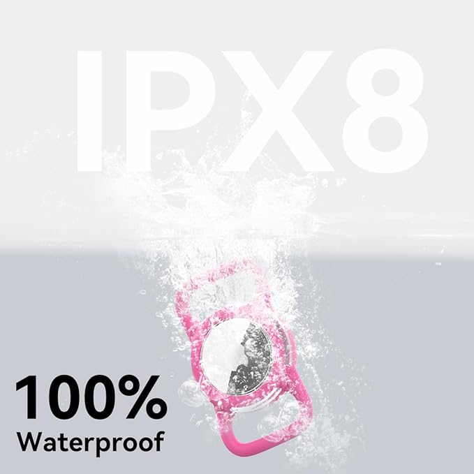 Waterproof Airtag Holder for Dog Collar, Soft Full-Body Protective Airtag Holder for Dog & Cat Collars, Ultra-Durable, Easy Installation, Lightweight Clear Airtag Case (Rose, Regular)