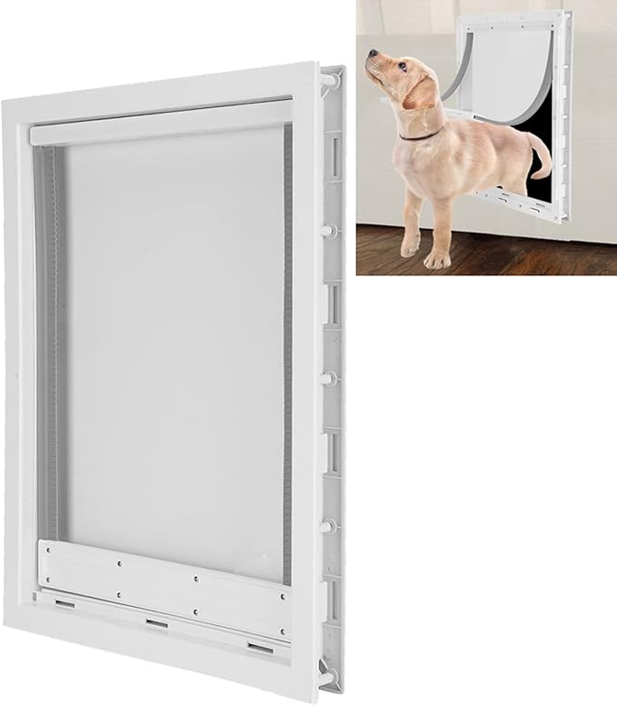 Large Pet Door for Dogs Easy Installation Wall Entry Dog Fence for Large and Mediumsized Pets with Magnetic Flap for Home Use, White, 19.7x14.0x2.2 (White)