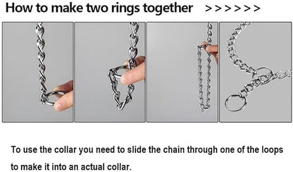 Gold Chain Choke Collar for Large Dogs, Metal Slip Link Heavy Duty Dog Collar Training Choker Dog Collars for Small Medium Large Big XL Breed Dogs, XL