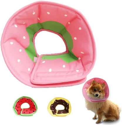 Soft Dog Cone, Lightweight Elizabethan Collar for Dogs, Adjustable Soft Cones for Dogs/Cats to Stop Licking After Surgery, Cute Strawberry Cone of Shame Alternatives for Pets(X-Large)