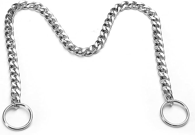 Flat Siver Dog Choker Collar for Medium Dogs, Metal Slip Chain, Collars Heavy Duty Training Martingale Dog Chins for XXS XS Small Large Breed Pets, M
