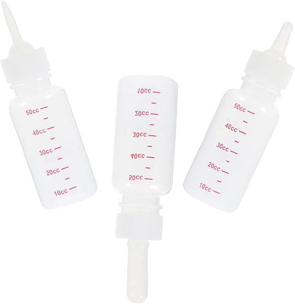 3Pcs PET Feeding Bottles for Small Animals Portable Plastic Milk Bottle Set Flow Nipples for Kittens Puppies and Small Pets