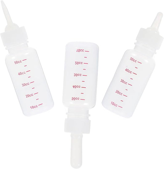 3Pcs PET Feeding Bottles for Small Animals Portable Plastic Milk Bottle Set Flow Nipples for Kittens Puppies and Small Pets