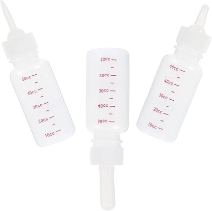 COHEALI 3Pcs Small Plastic Pet Nursing Bottles with Supple Pointed Nipples Portable Milk Feeders for Newborn Puppies and Kittens Reusable Clean Feeding Bottles with Clear Scale Lines
