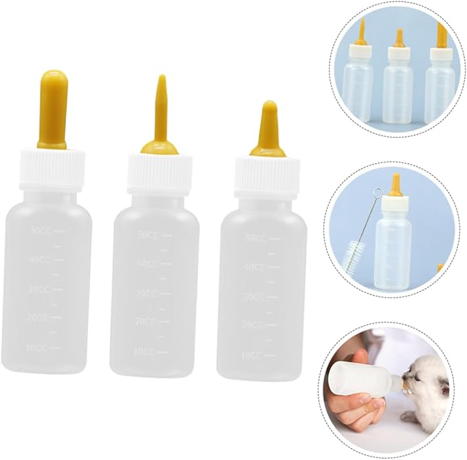 Toddmomy 3pcs Pet Feeding Bottles Kitten Milk Bottles Kit for Household Pet Nurser Small