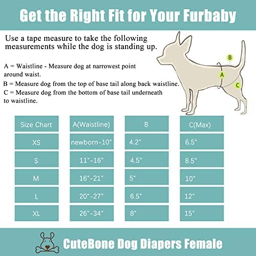 CuteBone Dog Diapers Female Washable Small Medium Large 3 Pack Reusable Doggie Diapers Puppy Period Pants for Doggy Heat Cycle Peeing