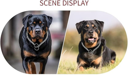 Dog Collar Medium, Dog Chain Collars Slip P Chain Metal Link Training Heavy Duty Martingale Dog Collar for XS Small Medium Large Big XL Breed Dogs (Silver, M)