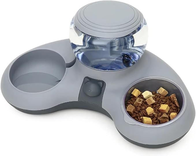 Mascotas y Accesorios MX Triafan Feeding Dish and Water Dispenser for Dogs and Cats, with Ergonomic Design and Easy to Wash (Grey)
