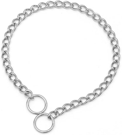 Slip P Chain Dog Collars for Large Dogs,Training Link Stainless Steel Martingale Collars Puppy Chain for XXS XS Small Medium Large Breed Dogs, Silver, M ﻿