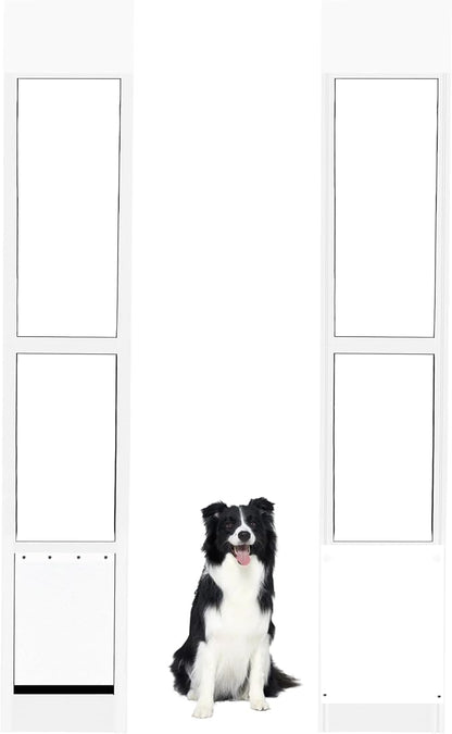 Large Dog Door for Sliding Glass Doors, Adjustable Height 92.9"-96.4",Easy Installation,Magnetic Closing Curtain.