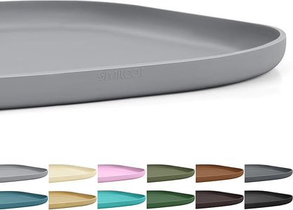 SMILOOL Small Silicone Pet Food Mat with Raised Edge for Food and Water Bowl, Square Dog Feeding Mats, Cat Food Trays for Floor Waterproof, Rubber Tray for Dogs and Cats, 12 x 12 x 0.7 Light Gray