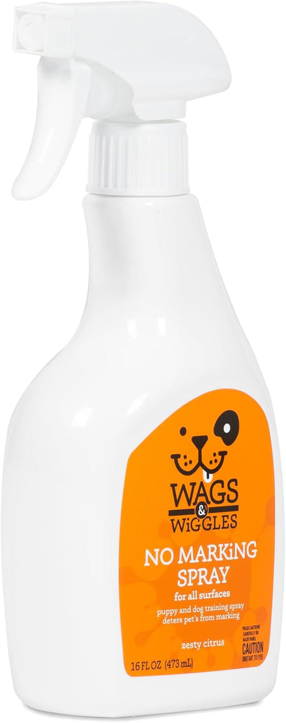 Wags & Wiggles No Marking Deterrent Training Spray for Dogs - Indoor Dog Pee Repellent & Behavior Aid, Anti Pee & Urine Deterrent, No More Marking, Ideal for Potty Training, 16 Fl Oz - 6 Pack