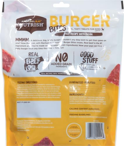Nutrish Burger Bites Beef Recipe with Bison Premium Dog Treats, 12 oz. Pouch (Rachael Ray) (Pack of 2)