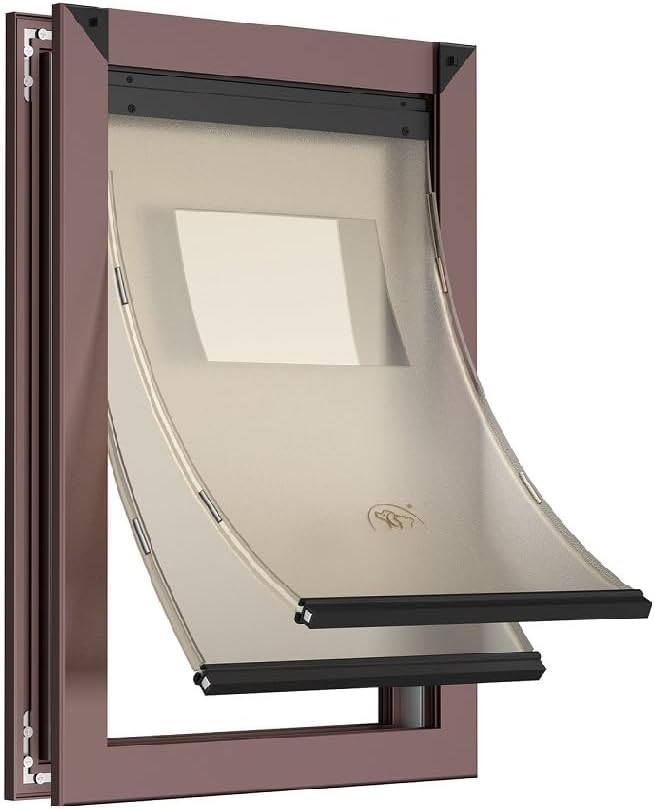 Rescumascer Large Dog Door for Door, Doggy Door with Two Sliding Lock Panels, Aluminum Doggie Door for Large Dogs up to 80lbs