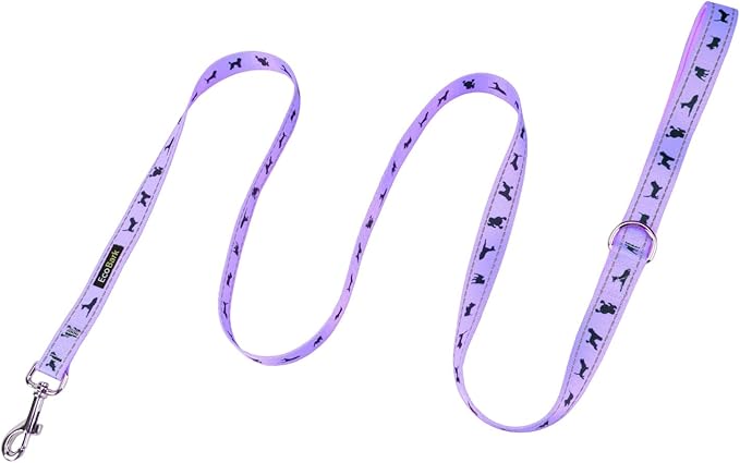 EcoBark Dog Leash - Soft & Reflective Comfort Leashes with Padded Handle - Soft, Strong, & Durable for Small, Medium or Large Dogs (Lavender)