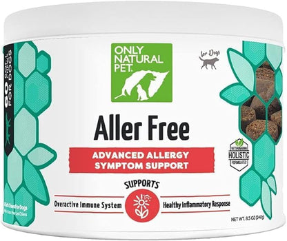 Only Natural Pet AllerFree Advanced Allergy Support for Dogs, Naturally Supports The Immune System, Respiratory System and Skin & Coat - 60 Count (AF Pack of 2)
