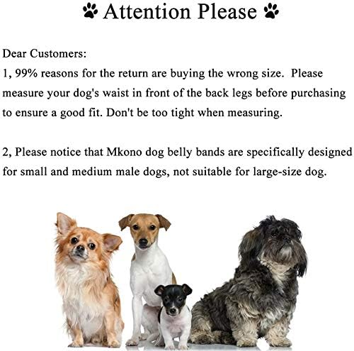Mkono Male Dog Belly Band Wraps Washable Dog Diapers Male for Small and Medium Dogs (3 Pack), Waist 14.2 Inches to 20 Inches