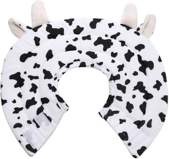 Pet Recovery Collar,Dog Protective E-Collar Soft Dog Cone Breathable Secure Lovely Collar for Puppy Small Medium Dogs (S-Neck: 30-33cm, Cow)