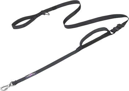 Hotsky Heavy Duty Dog Leash with Two Padded Handles,4.5-6 FT Adjustable Nylon Seatbelt Dog Leash with Traffic Handle and Carabiner for Large Medium and Small Breed Dogs that Pull,Black