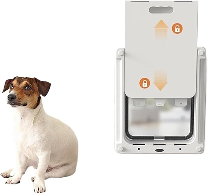 pet Door, Strong Lockable Dog Door with Privacy Protection Flap Gate Pet for Big Small Dogs Safety Doors Easy to Install(Black,Small)