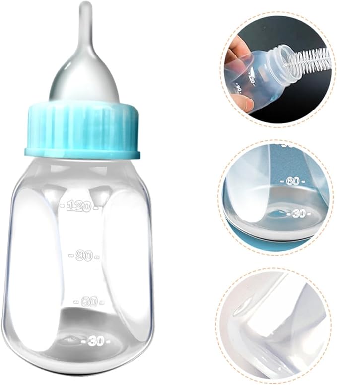 2Pcs Portable Pet Nursing Bottles for Kittens and Puppies Silicone Feeding Bottles with Regulated Flow to Prevent Overfeeding Lightweight Animal Milk Feeders in Blue