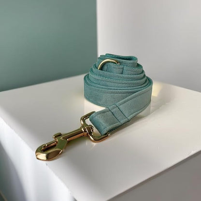 Love Dream Velvet Dog Collar and Leash Set, Soft & Comfy Adjustable Dog Leash and Collar with Heavy Duty Metal Buckle for Small Medium Large Dogs Training & Walking (Small, Light Green)