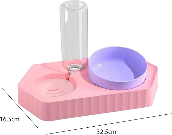 Dog Bowls Drinking Food Container Wet and Dry Food Bowls Set Pet Feeding Station Automatic Pet Feeder for Cats Dogs Supplies, Double Pink