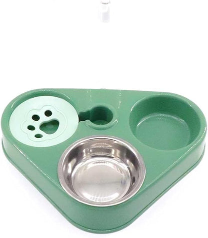 Pet Dog Feeder Automatic PP Cat Bowls Dog Cage Accessory Food Water Pet Feeding Feeder Water Dispenser Dog Supplies(Pink)