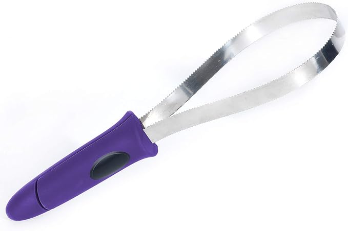 BOTH WINNERS Dual-Sided Shedding Blade with Stainless Steel Blade De-Shedding Tool for All Dog Coat Types- Soft Touch Grip (PURPLE)