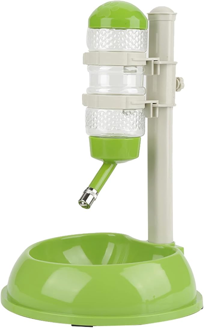 Adjustable Dog Bowl Food Dispenser Drinking Bowl Feeder for Pets Cats Dogs (Green)