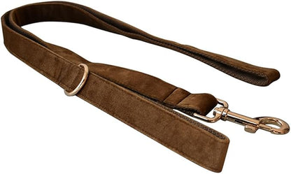 Love Dream Velvet Dog Collar and Leash Set, Soft & Comfy Adjustable Dog Leash and Collar with Heavy Duty Metal Buckle for Small Medium Large Dogs Training & Walking (XLarge, Coffee)