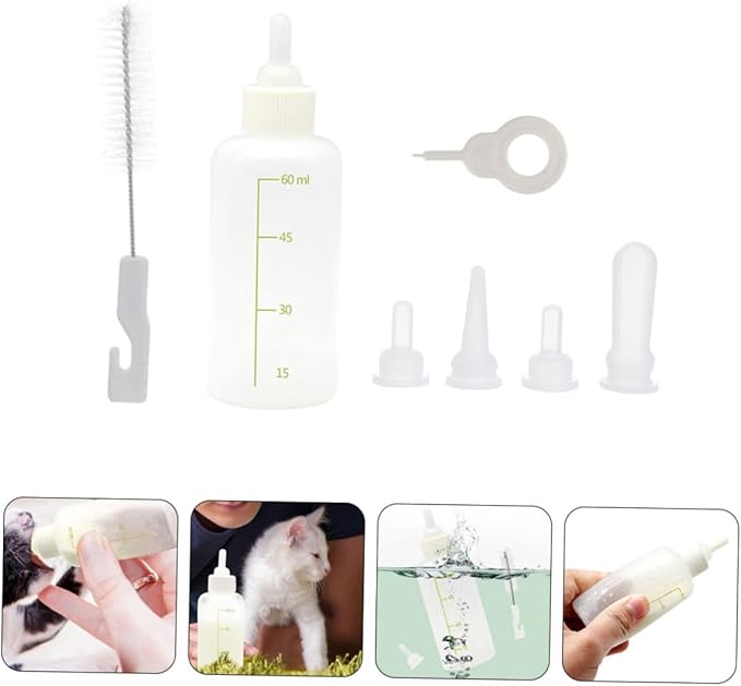 Mikikit 1set Pet Nursers Small Nursing Bottle Set for Cat Milk Kitten Bottles for Cats