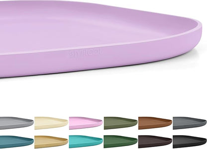Smilool Small Silicone Pet Food Mat with Raised Edge for Food and Water Bowl, Square Dog Feeding Mats, Cat Food Trays for Floor Waterproof, Rubber Tray for Dogs and Cats, 12 x 12 x 0.7 Lavender