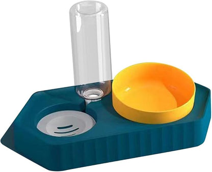 Dog Bowls Drinking Pet Feeding Station Detachable Non Slip Pet Feeder and Waterer for Cats Dogs Small Medium Large Pets Supplies, Double Blue